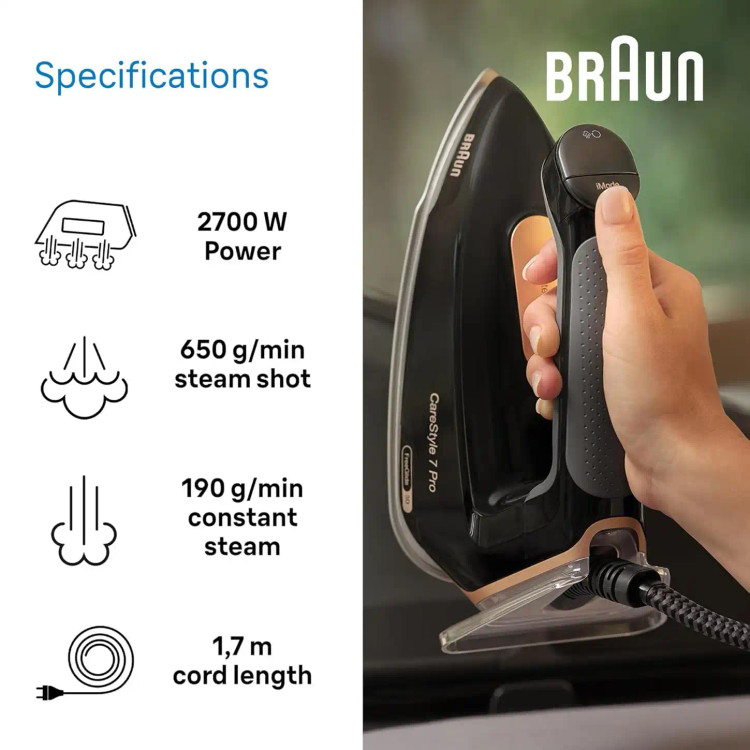 اتو بخار مخزن دار براون آلمان مدل Braun CareStyle 7 Pro IS7286 BK