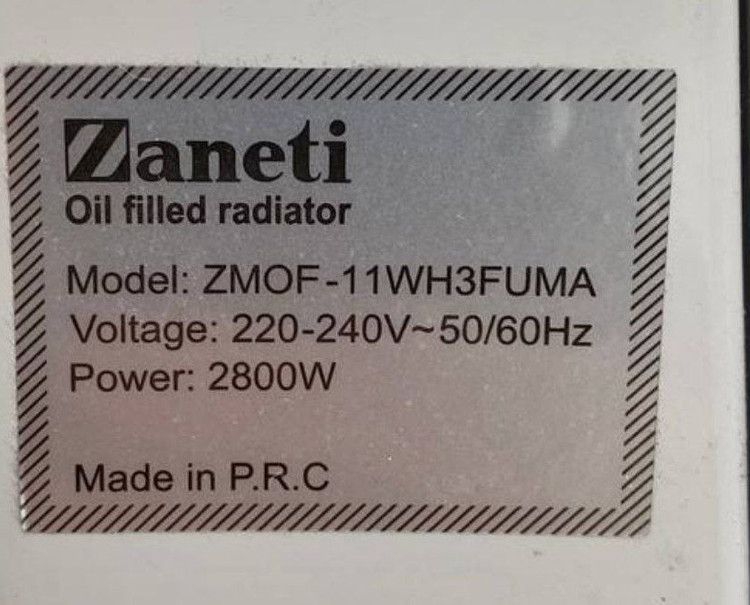 شوفاژ برقی 15 پره زانتی مدل ZMOF-15BH3FUMA